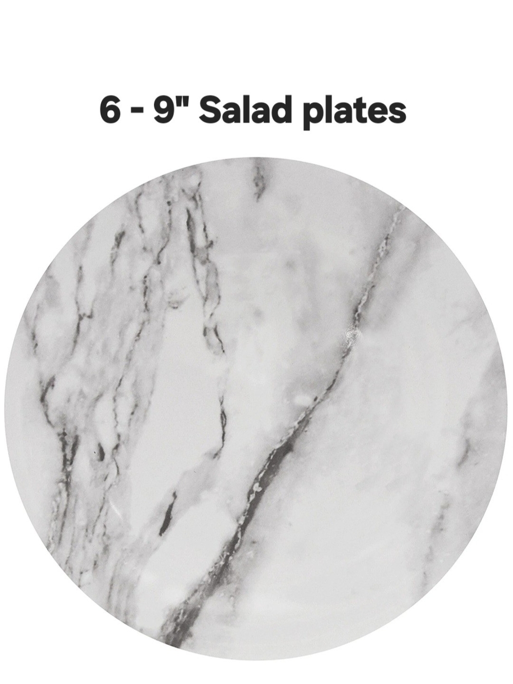 (6) White Marble-Effect 9" Salad Plate - Home Dining